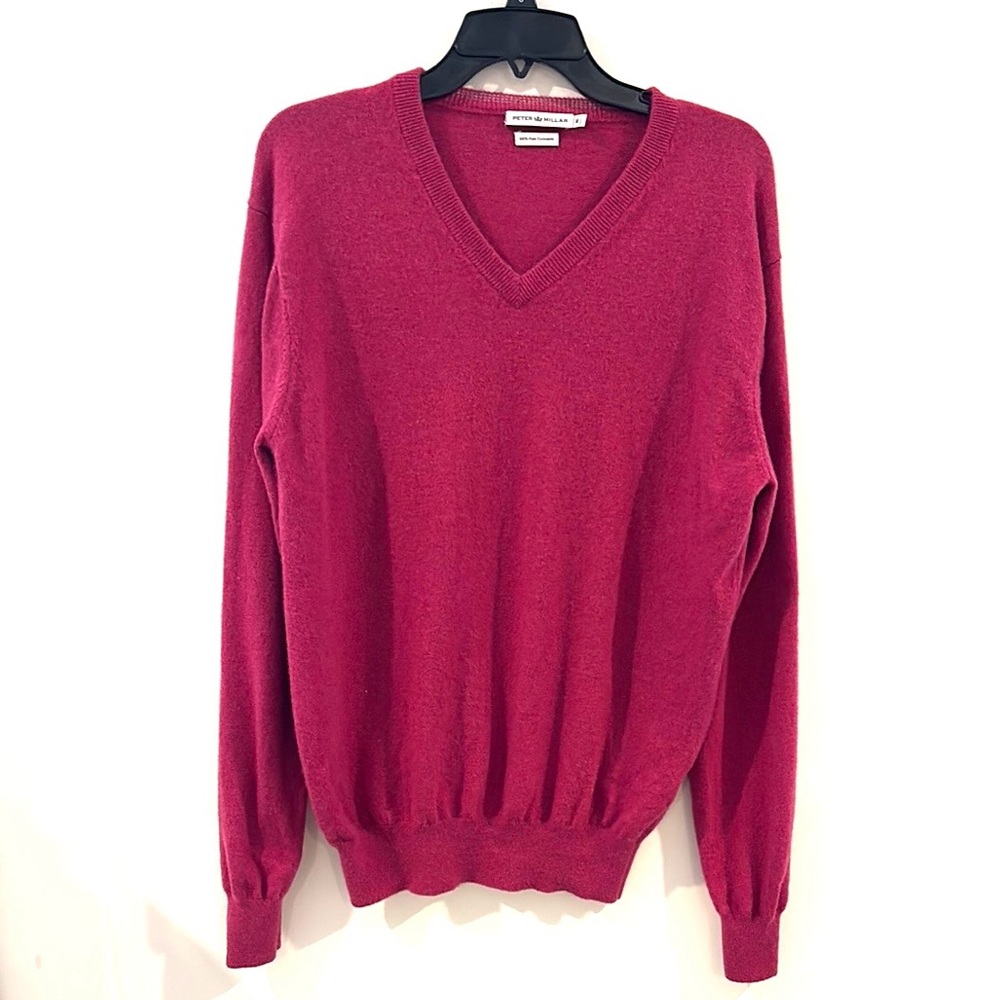 Peter Millar Cashmere Size M Men's V-Neck Sweater Berry